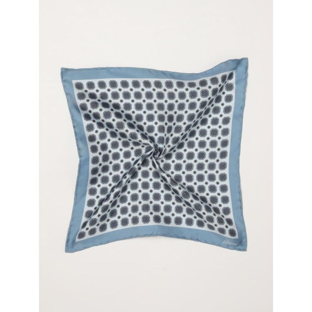Brioni Men Brioni Geometric Print Square Silk Scarf With Contrast Logo